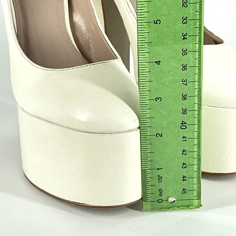 ZIGI Size 8 Off White Leather Chunky Platform Ankle Heels NEW Nikole $200 Brazil